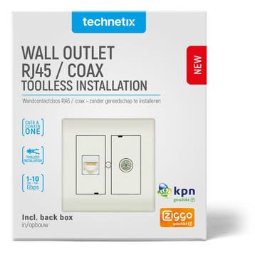 Technetix CL50-combi TV + RJ45 WCD einddoos, Ophalen of Verzenden, Nieuw, Stopcontact