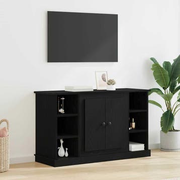 vidaXL Dressoir Zwart Eiken 100 x 35,5 x 60 cm Bewerkt hout, Huis en Inrichting, Verzenden, Nieuw, Overige houtsoorten, Minder dan 50 cm