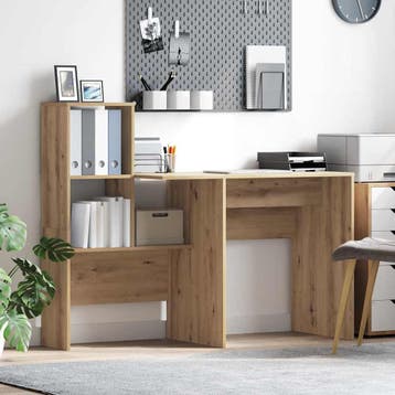 vidaXL Bureau Artisan Eiken Bewerkt hout 131,5 x 50 x 106,5, Verzenden, Nieuw