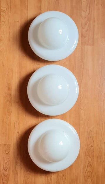 Plafondlamp - Opaline glas - Set van drie wandlampen,
