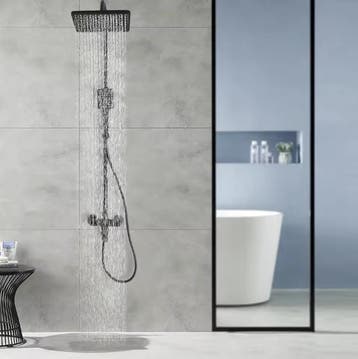 Luxe Zwarte Messing Douche Set met Regendouche en Handdouche, Verzenden, Nieuw