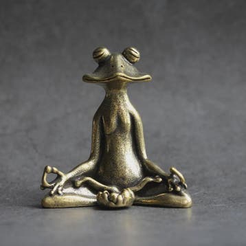 Meditatie Kikker Beeldje Antiek Messing - Wierookhouder & Ze