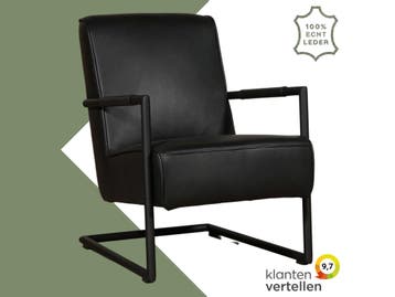 Leren fauteuil Lodge, Huis en Inrichting, Fauteuils, Industrieel, Modern, Scandinavisch, Nieuw, Ophalen of Verzenden, 50 tot 75 cm