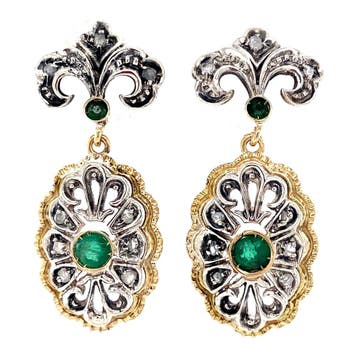 Gouden vintage oorclips met roosdiamant en smaragd 18, Ophalen of Verzenden, Nieuw