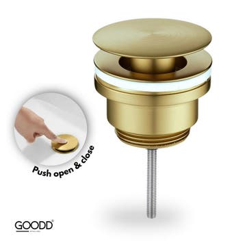 Wastafelplug - Afvoerplug - Universeel Push Open - Goud, Doe-het-zelf en Verbouw, Ophalen of Verzenden, Nieuw, Rvs