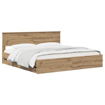 vidaXL Bed Frame with Storage and Headboard Artisan Oak 180, Huis en Inrichting, Slaapkamer | Bedden, Bruin, Verzenden, Hout, Nieuw