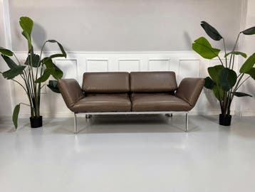 Brühl Roro Leren Bruine Sofa met Wielen, Tweepersoons, Leer, Ophalen of Verzenden, Zo goed als nieuw