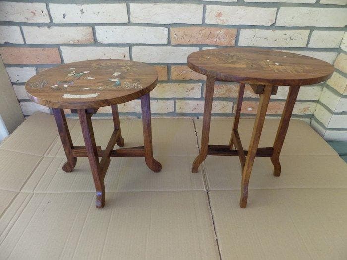 Set bijzettafels (2) - Palissander - Twee ingelegde, Antiek en Kunst, Kunst | Niet-Westerse kunst