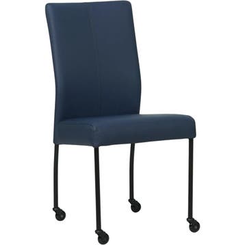 Leren eetkamerstoel Comfort met wieltjes - Toledo Kobalt, Blauw, Nieuw, Leer, Ophalen of Verzenden