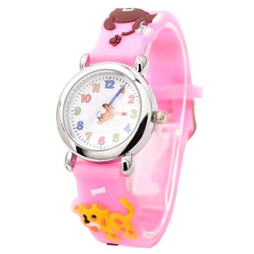 Fako - Kinderhorloge - 3D - Puppies - Roze, Sieraden, Tassen en Uiterlijk, Horloges | Kinderen, Verzenden, Nieuw