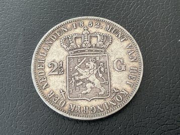 Nederland. Willem III. 2 1/2 Gulden 1852 (Zonder