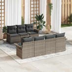 vidaXL Tuin Sofa Set met kussen 8 pcs Grijs poly rattan, Verzenden, Nieuw, Rotan, 8 zitplaatsen