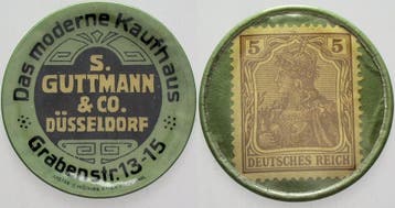 5 Pfennig ohne Jahr Duesseldorf Das Moderne Kaufhaus-gutt..., Verzenden