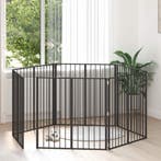 vidaXL Hondenhek 6 pcs Zwart 100 x 100 cm Gegalvaniseerd, Verzenden, Nieuw