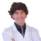 Herenpruik gekruld bruin, Verzenden, Nieuw, Feestartikel