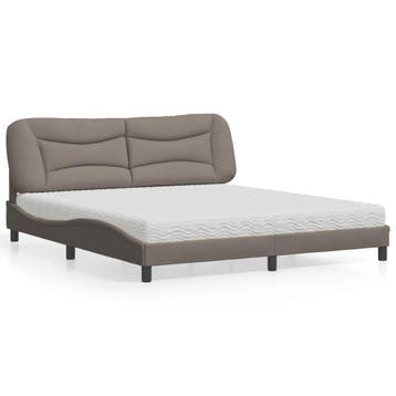 vidaXL Bed met matras Hvar stof taupe 180x200 cm, Eenpersoons, Verzenden, Nieuw, 80 cm
