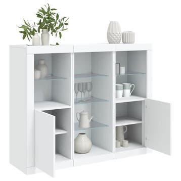 vidaXL Dressoirs met LED-verlichting 3 st bewerkt hout wit, Verzenden, Nieuw, Overige houtsoorten, 100 tot 150 cm