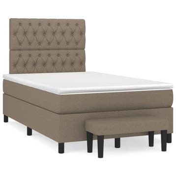 vidaXL Boxspring met matras stof taupe 120x190 cm, Verzenden, Nieuw, 190 cm of minder, Twijfelaar