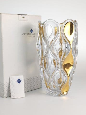Bohemia Crystal - Vaas - Oceaan - 24 kt goud - Geen, Antiek en Kunst, Antiek | Glas en Kristal