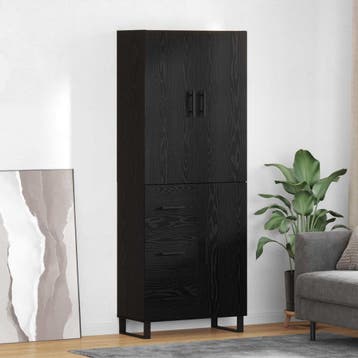 vidaXL buffetkast 2 st Zwart Eiken 69,5 x 34 x 180 cm, Huis en Inrichting, Minder dan 50 cm, Verzenden, Nieuw, Minder dan 100 cm