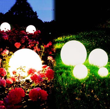 Set van 3 Tuinlampen Oplaadbare Bollen 25, 30 en 35 cm LED R, Kunststof, Minder dan 50 watt, Nieuw, Ophalen of Verzenden