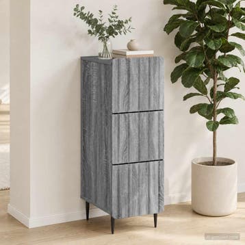 vidaXL Ladenkast 33 x 34,5 x 92 cm Bewerkt hout Grijs sonoma, Verzenden, Nieuw