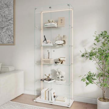 Moderne Glazen Vitrinekast met LED Verlichting - 5 Lagen, 2, Huis en Inrichting, Verzenden, Nieuw