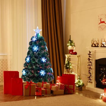 2dekans | Kunstkerstboom met glasvezel verlichting en, Diversen, Kerst, Ophalen of Verzenden, Zo goed als nieuw