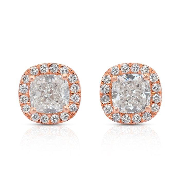 Oorbellen - 18 karaat Roségoud - 2.22ct. tw. Diamant, Sieraden, Tassen en Uiterlijk, Oorbellen