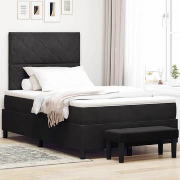 vidaXL Boxspring bed met hoofdeinde Zwart 200 x 120 cm, Verzenden, Zwart, Nieuw, Twijfelaar