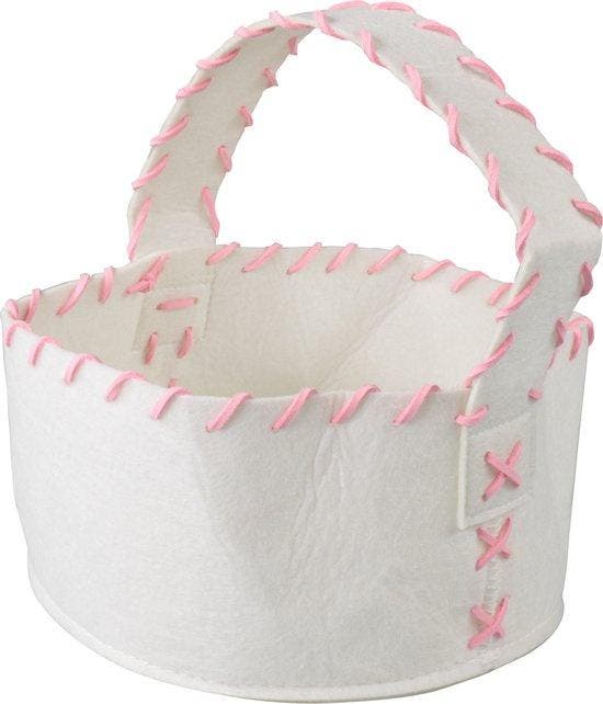 Mand | vilt | Ø20cm | 10cm | rond | offwhite/pink | 1 stuks, Diversen, Cadeauverpakkingen, Nieuw, Verzenden