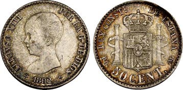 50 Centimes 1892 Spanien: Alfonso Xiii, 1886-1931:, Verzenden