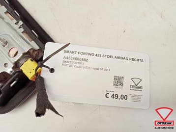 Smart Fortwo 453 Stoelairbag Stoel Airbag Rechts A4538600802, Auto-onderdelen, Ophalen, Gebruikt, Smart