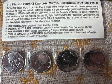 Congo. 1 Franc 1946/1978m Coin Set Papst Johannes Paul II. 4, Postzegels en Munten, Munten | Europa | Niet-Euromunten