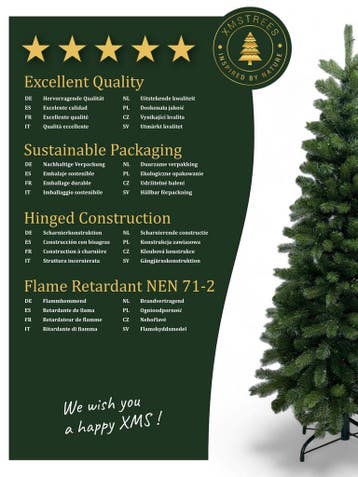 XMS-Trees Kunstkerstboom Banff H210xØ97cm Slank model, Ophalen of Verzenden, Nieuw
