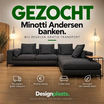 GEZOCHT: Minotti Andersen — Direct Inkoop, Huis en Inrichting, Ophalen of Verzenden, Nieuw, Design Bank Bankstel Zetel Minotti