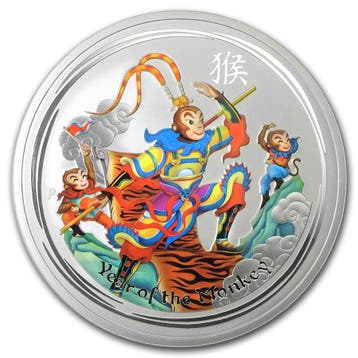 Lunar II - Coloured - Monkey King - 5 oz 2016, Verzenden, Losse munt, Zilver