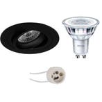 Dimbare 3W LED Spot Set - Kantelbare Ronde Inbouwspot Mat Zw, Huis en Inrichting, Ophalen of Verzenden, Nieuw