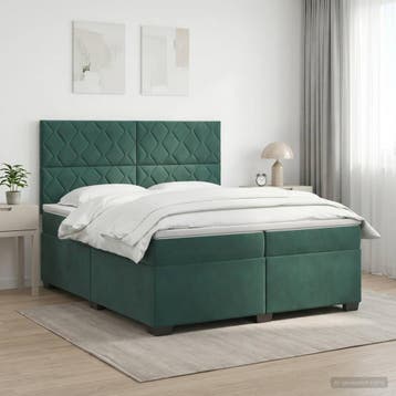 vidaXL Boxspringbed met matras Donkergroen 200 x 200 cm, Verzenden, Stof, Groen, Nieuw