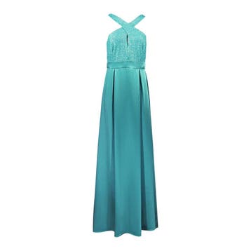 Rinascimento • pauw groene maxi jurk • M, Kleding | Dames, Maat 38/40 (M), Verzenden, Rinascimento, Nieuw