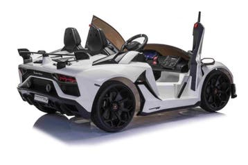 24V Lamborghini Aventador SVJ wit 2 pers leder eva 2.4ghz RC, Ophalen of Verzenden, Nieuw