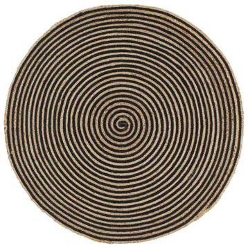 vidaXL Vloerkleed handgemaakt met spiraal ontwerp 90 cm jute, Verzenden, Nieuw, Zwart