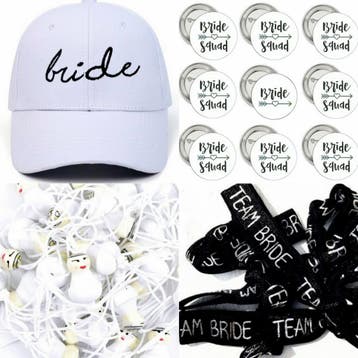 9 Buttons Bride to Be en Team Bride tribal wit, Verzenden, Nieuw, Versiering, Geboorte of Huwelijk