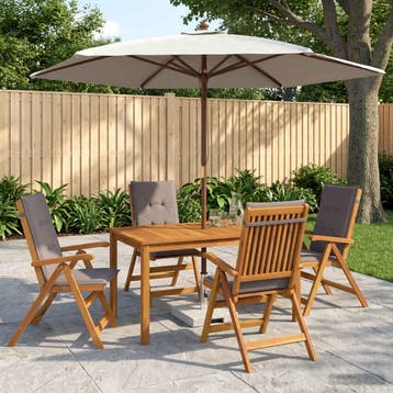 vidaXL 5-delige tuin eetset Naturel Massief Acaciahout, Verzenden, Nieuw