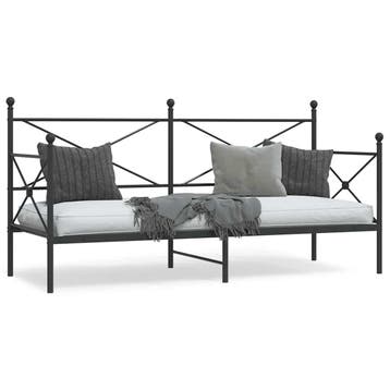 vidaXL Slaapbank zonder matras 90x200 cm staal zwart, 90 cm, Eenpersoons, Verzenden, Zwart
