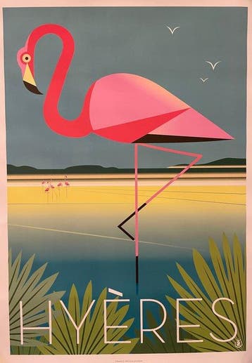Monsieur Z - Affiche de Tourisme Hyères - Flamant Rose