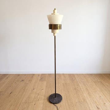 Stilnovo - Kolom vloerlamp - Messing, Glas, Metaal