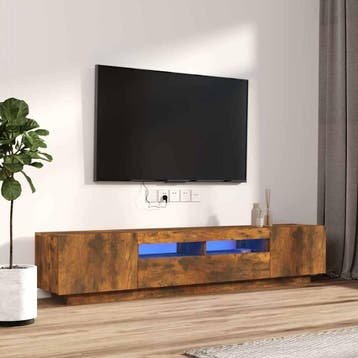 vidaXL 2-delige Tv-meubelset met LED bewerkt hout gerookt, Minder dan 50 cm, Verzenden, Nieuw, Minder dan 100 cm