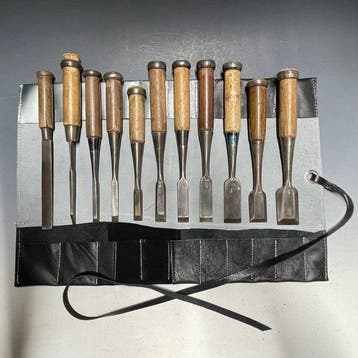 Tataki Oire Nomi | Bench Chisels Carving w/Roll Case -