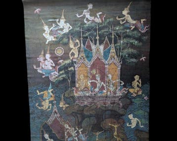 Escuela Tailandesa - Large Thai scroll painting – celestial